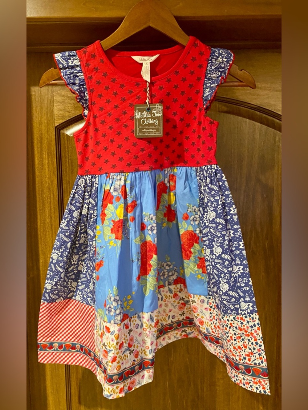 Matilda Jane Red, Blue & White Patchwork Floral Sundress